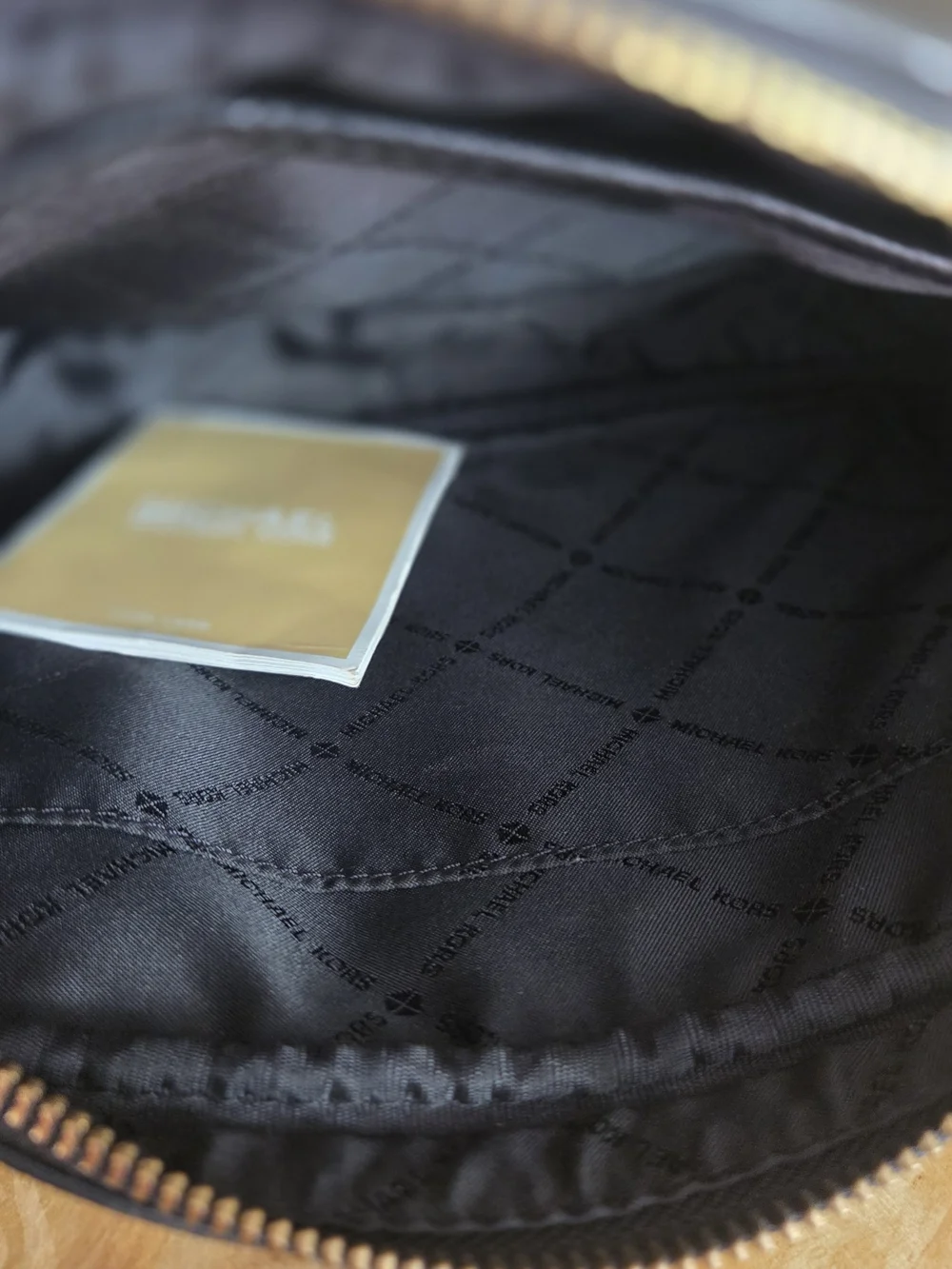Michael Kors Black Leather Crossbody Bag with Gold Logo